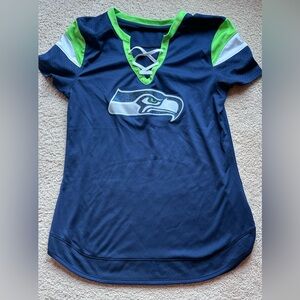 Seattle Seahawks NFL Team Apparel Women’s Navy and Green Jersey